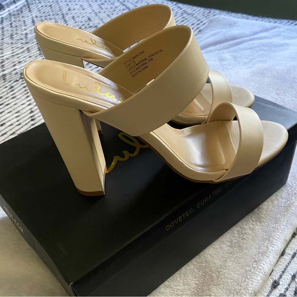 Lulus Marlowe Off White High Heel Sandals 7.5